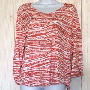 Chico’s Orange & White Stripe Crew Blouse